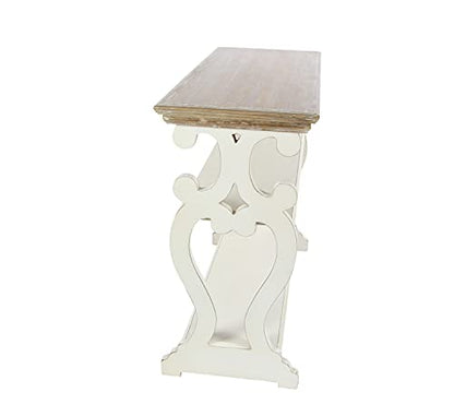 Deco 79 Farmhouse Wood Console Table or Living Room, Entry Way, Hallway, 38" x 15" x 32", White/Brown - WoodArtSupply