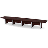 Thaweesuk Shop 18ft Mahogany Modern Boat Shaped Conference Table Room Hide Wires Inside Elliptical Metal Legs Desk Grommets Racetrack Boardroom Office Business Furniture Wood 212''L x 47-32''W x 29''H Generic