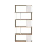 Tvilum Maze Modern Bookcase, Display Shelf and Decorative Room Divider with 7 Fixed Storage Shelves in Oak and White Tvilum