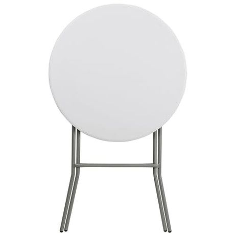 Flash Furniture Elon 2.6' Round Folding Bar Height Table for Parties and Commercial Events, Indoor/Outdoor Plastic Bar Height Folding Table, White Flash Furniture