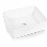 Sinber 19" x 15" x 5.31" White Rectangular Ceramic Countertop Bathroom Vanity Vessel Sink BVS1915A-OL Sinber