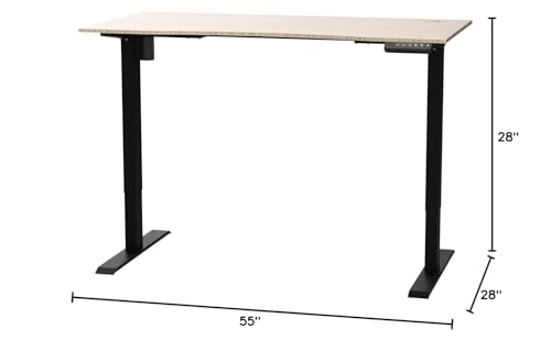 FLEXISPOT EN2 Whole-Piece Bamboo Standing Desk with Clamp Power Strip, 55 x 28 Electric Stand Up Height Adjustable Desk with Cable Management (Black Frame + 55" Bamboo Top, 2 Packages) FLEXISPOT