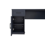 Hlcodca L Shaped Computer Desk with Drawers, Bookshelf & Hutch, Modern Corner Home Office Desk, L-Shaped Study Table Writing Corner Gaming Computer Desk with Storage (Antique Blue) Hlcodca
