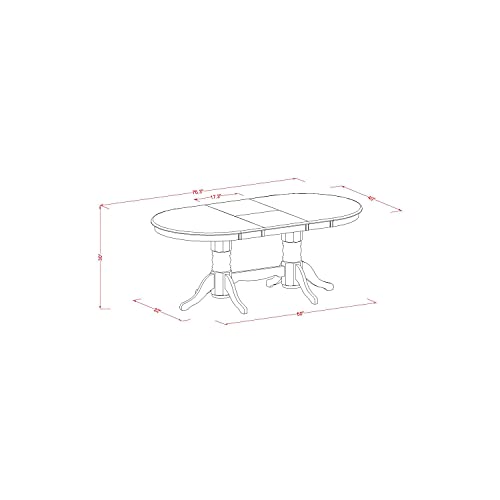 East West Furniture VANC7-OAK-W 7 Piece Kitchen Table & Chairs Set Consist of an Oval Dining Room Table with Butterfly Leaf and 6 Solid Wood Seat Chairs, 40x76 Inch, Oak East West Furniture