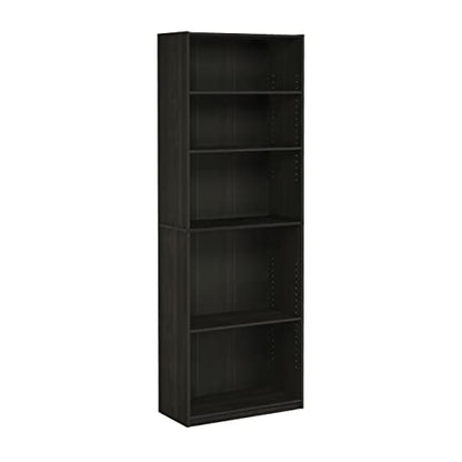 FURINNO JAYA Simply Home 5-Shelf Bookcase, 5-Tier, Espresso - WoodArtSupply