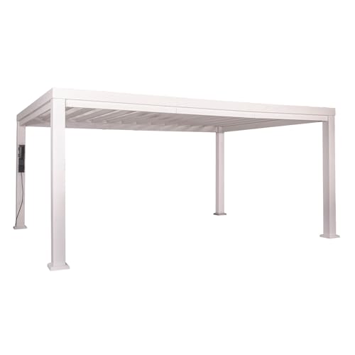 Backyard Discovery 16x12 Windham White Galvanized Steel Pergola w/Sail Shade Soft Canopy, Withstand Winds up to 100 MPH, Rust Resistant, Steel Anchoring Plates, Easy Assembly, USB, Electrical Outlets