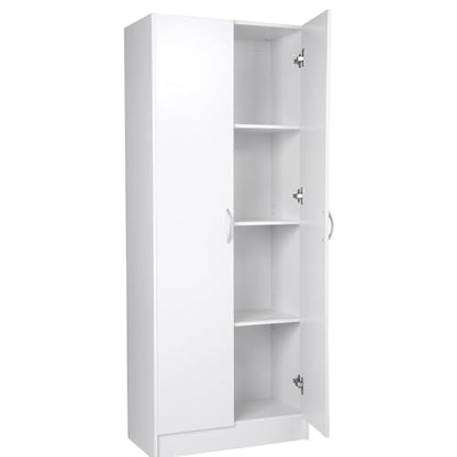 VEVOR Pantry, 60" Tall Food Storage Cabinet 110LBS Freestanding with 3 Shelves(2 Adjustable), Engineered Wood Utility for Kitchen and Dining Room, White - WoodArtSupply