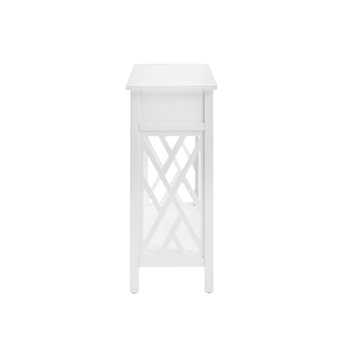 Coventry 32-Inch Wood Console Table with Drawer & Lower Shelf – Traditional to Contemporary Sofa Table with Open Side Accent Design for Entryway, Hallway or Living Room by Alaterre Furniture (White) Alaterre Furniture