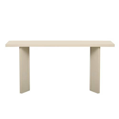 Merax 63-Inch Minimalist Console Table with Pine Veneer and Geometric Legs, Stylish Narrow Entryway Table for Living Room, Dining Room, Hallway and Study, Beige Merax