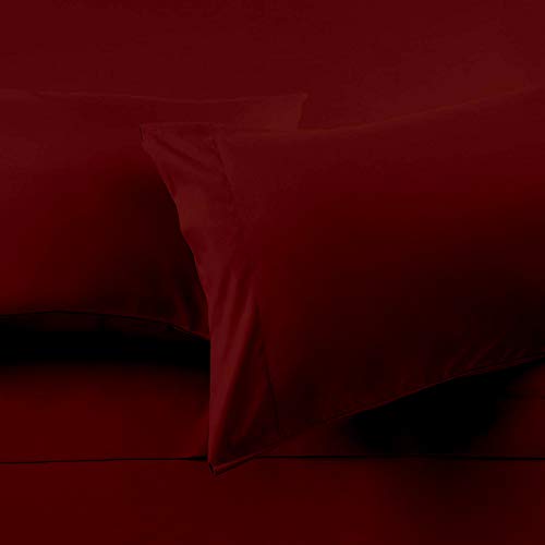 Ready To Rest Super Single Waterbed Sheets, 4 Piece Attached Sheet Set, Fits 18 Inch Deep Mattress, Brushed Microfiber, Ultra Soft and Lightweight (Burgundy) Ready To Rest