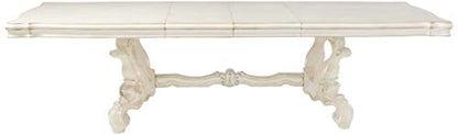 Acme Versailles Rectangular Wooden Dining Table with 2 Leaves in Bone White - WoodArtSupply