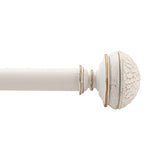Deco Window 1 Inch Extendable 36"-66" Farmhouse Ivory Curtain Rod for Windows & Doors with Hammered Mushroom Finials & Brackets Set Deco Window