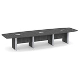 Thaweesuk Shop New 16 ft Gray Modern Executive Boat Shaped Conference Table Room Wood Hide Wires Inside Elliptical Metal Legs Desk Grommets Racetrack Power Modules Black Boardroom Furniture Business Generic
