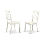 East West Furniture ANBO5-LWH-W 5 Piece Dinette Set for 4 Includes a Round Kitchen Table with Pedestal and 4 Dining Chairs, 36x36 Inch, Linen White East West Furniture