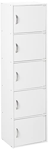 HODEDAH IMPORT Bookcase, White, 5 Door