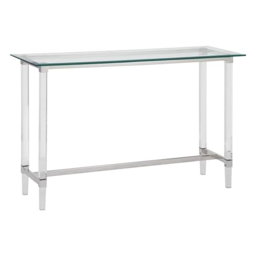 MAKLAINE Rectangular 48" x 17" Clear Glass Console Table w/Clear Acrylic Legs MAKLAINE
