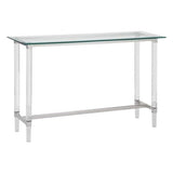 MAKLAINE Rectangular 48" x 17" Clear Glass Console Table w/Clear Acrylic Legs MAKLAINE