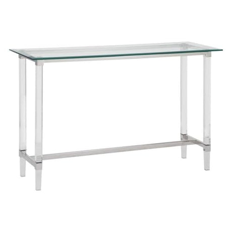MAKLAINE Rectangular 48" x 17" Clear Glass Console Table w/Clear Acrylic Legs MAKLAINE