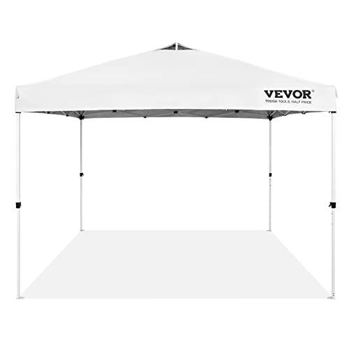 VEVOR Pop Up Canopy Tent, 10 x 10 ft, 250 D PU Silver Coated Tarp, with Portable Roller Bag and 4 Sandbags, Waterproof and Sun Shelter Gazebo for Outdoor Party, Camping, Commercial Events, White VEVOR