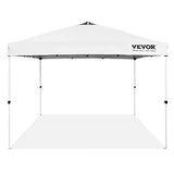 VEVOR Pop Up Canopy Tent, 10 x 10 ft, 250 D PU Silver Coated Tarp, with Portable Roller Bag and 4 Sandbags, Waterproof and Sun Shelter Gazebo for Outdoor Party, Camping, Commercial Events, White VEVOR