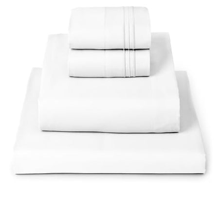 Mellanni King Sheets Set - 4 PC Iconic Collection Bedding - Hotel Luxury, Extra Soft, Cooling Bed Sheets - Wrinkle, Fade, Stain Resistant (King, White) Mellanni