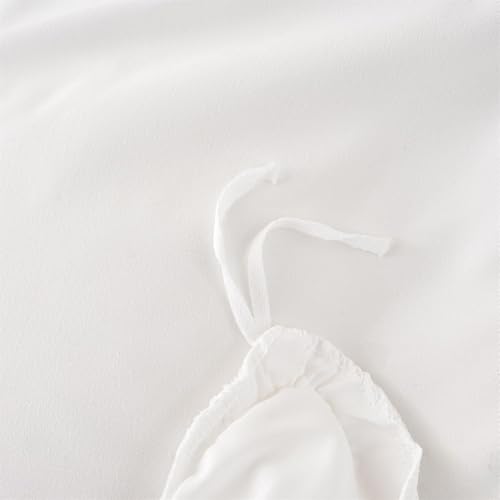Girls Lace Bedding, Full Comforter Cover Set, Chic Ruffled Duvet Cover with 2 Layers Ruffle,Princess Style 1 Duvet Cover with 2 Pillowcases, No Comforter-White,Full SOUKECHY
