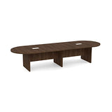 Thaweesuk Shop Walnut Finishes 12 FT Modern Executive Racetrack Shaped Conference Room Table Panel Legs Wood Grommets Boardroom Meeting 2 Power Data Modules White Oval Desk Office Laminate Hardwood WoodArtSupply