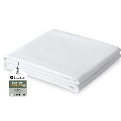 Lavisun Full Flat Sheet, 1 Pack White Full Bed Sheet Only - Brushed Microfiber Top Sheets for Hotel, Dorm, Ultra Soft & Breathable - Wrinkle-Free - Easy Care - Single Flat Sheet Lavisun