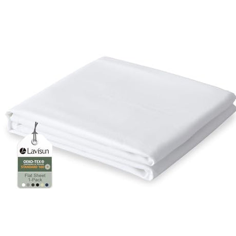 Lavisun Full Flat Sheet, 1 Pack White Full Bed Sheet Only - Brushed Microfiber Top Sheets for Hotel, Dorm, Ultra Soft & Breathable - Wrinkle-Free - Easy Care - Single Flat Sheet Lavisun