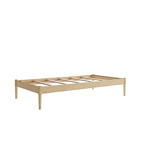 DHP Lorriana Twin Solid Pine Wood Platform Bed Frame - Natural Finish - WoodArtSupply