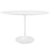 Modway Lippa 48" Mid-Century Modern Dining Table with Oval Top and Pedestal Base in White Modway
