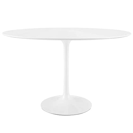 Modway Lippa 48" Mid-Century Modern Dining Table with Oval Top and Pedestal Base in White Modway