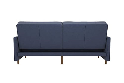 DHP Andora 76 Inch Futon Sofa Bed, Modern Upholstered Couch Sleeper with Button Tufted Back and Seat, Navy