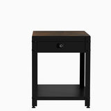 MyVoice End Table with Hidden Storage - Concealment Side Table with Fingerprint Lock, Steel Nightstand for Living Room, Bedroom, Quick-Access (Wood) MyVoice