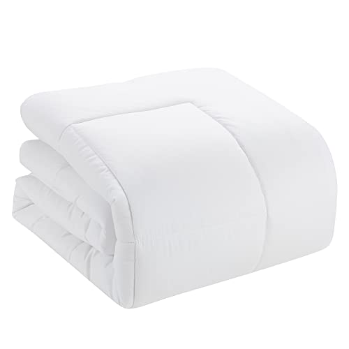 Sweet Home Collection 5 Piece Comforter Set Bag Solid Color All Season Soft Down Alternative Blanket & Luxurious Microfiber Bed Sheets, White, Twin Sweet Home Collection