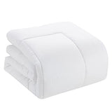 Sweet Home Collection 5 Piece Comforter Set Bag Solid Color All Season Soft Down Alternative Blanket & Luxurious Microfiber Bed Sheets, White, Twin Sweet Home Collection