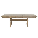 Roundhill Furniture Raven Wood Trestle Extendable Dining Table with Leaf, Glazed Pine Brown Roundhill Furniture
