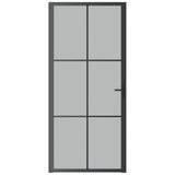 Interior Door 36.6"x79.3" Black Matt Glass, Aluminum Frame, Modern Frosted Tempered Glass Panel, Privacy Room Divider for Home Office, Easy Assembly Zeehear