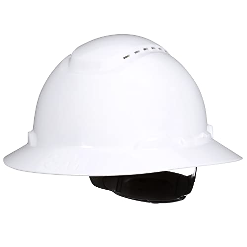 SecureFit Hard Hat SecureFit H-801SFV-UV, White, Vented Full Brim Style Safety Helmet with Uvicator Sensor, 4-Point Pressure Diffusion Ratchet Suspension, ANSI Z87.1 - WoodArtSupply