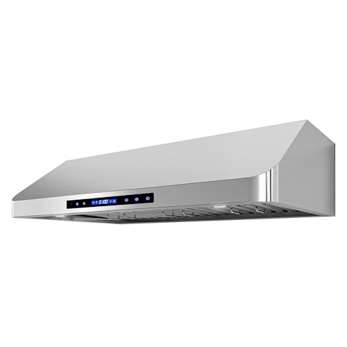 COSMO COS-QS90 Under Cabinet Range Hood with 500 CFM, Permanent Filters, LED Lights, Convertible from Ducted to Ductless (Kit Not Included), 36 in, Stainless Steel COSMO