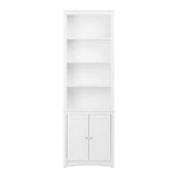 Prepac Tall Bookcase with 2 Shaker Doors, 14.5"D x 26.25"W x 80"H, White Prepac