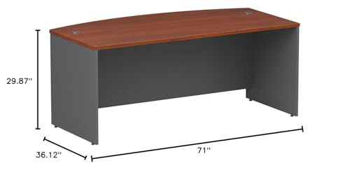 Bush Business Furniture Series C 72W Bow Front Office Desk in Hansen Cherry, Large Computer Table for Home and Professional Workplace - WoodArtSupply