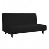 Easy-Going Stretch Futon Slipcover Armless Futon Bed Cover Furniture Protector Without Armrests with Elastic Bottom for Kids, Soft Jacquard Fabric Small Checks (Large, Black) Easy-Going