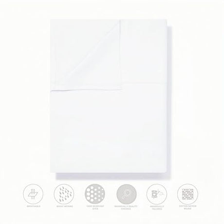 Twin Size Flat Sheet Only, Soft 300 Thread Count 100% Cotton Flat Sheets, Cool & Breathable Bed Sheets, Top Sheet, Flat Sheet Only, Single Flat Sheets Only (Twin, White) HMACOLOR BEDDING