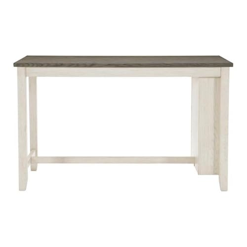Pemberly Row 5-Piece Transitional Wood & Fabric Upholstery Counter Height Dining Set with 3-Shelf Table & 4 Nailhead Trim Stools, Easily Seats 4 People, in Antique White Finish Pemberly Row