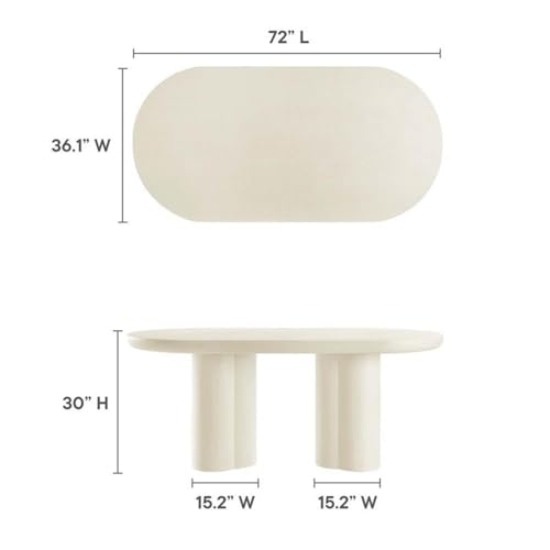 Modway EEI-6764-WHI Caspian 72" Oval Concrete Dining Table, White Modway