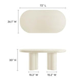 Modway EEI-6764-WHI Caspian 72" Oval Concrete Dining Table, White Modway