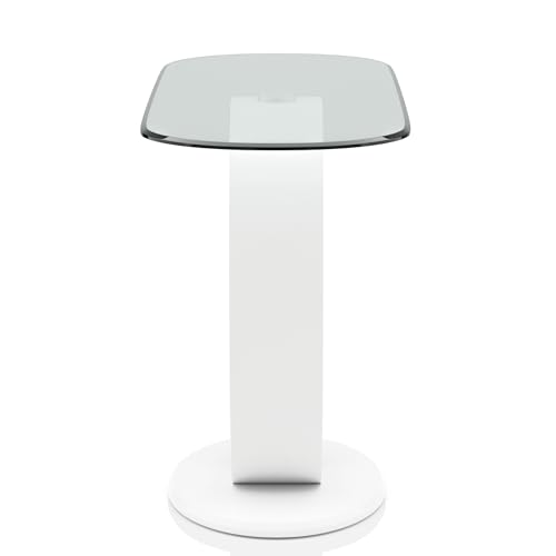 Furniture of America Modine 47" Long Contemporary Console Tables, Modern Furniture, Beveled Tempered Glass, O-Shaped High Gloss Pedestal, for Entryway, Hallway, Living Room, White Furniture of America