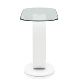 Furniture of America Modine 47" Long Contemporary Console Tables, Modern Furniture, Beveled Tempered Glass, O-Shaped High Gloss Pedestal, for Entryway, Hallway, Living Room, White Furniture of America