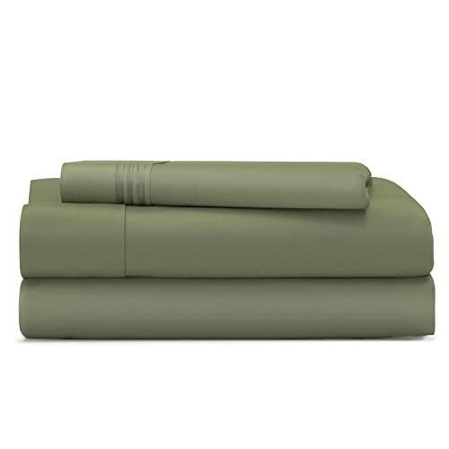 Cosy House Collection Everyday 1500 Series Bed Sheet Set - Ultra Soft & Cool Hotel Luxury Bedding - Deep Pocket - Wrinkle, Stain and Fade Resistant - 3 Piece Set (Twin XL, Moss Green) Cosy House Collection